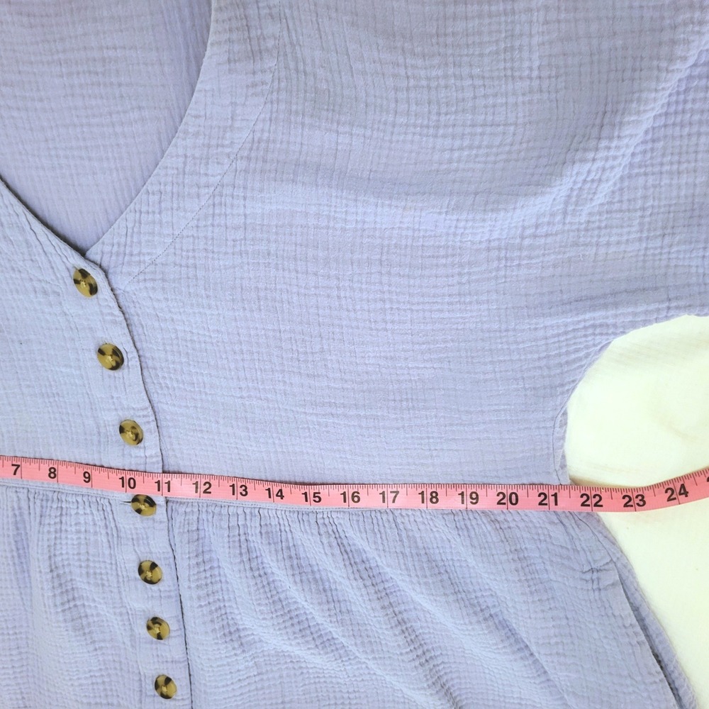 Madewell Periwinkle Blue Lightspun Cotton Gauzy Beachy Button Front Minidress XL - Picture 9 of 10